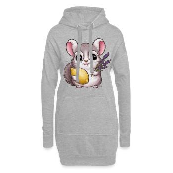 Chinchilla kawaii au citron et à la lavande - Sweat-shirt à capuche long Femme - gris chiné - Devant