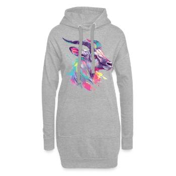 Antilope Animal Afrique Safari Savane Nature sauvage Coloré - Sweat-shirt à capuche long Femme - gris chiné - Devant