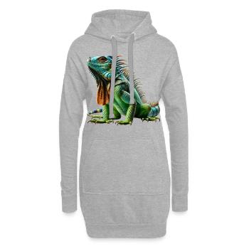 Grüner Leguan Iguana - Hoodie-Kleid - Grau meliert - Vorne