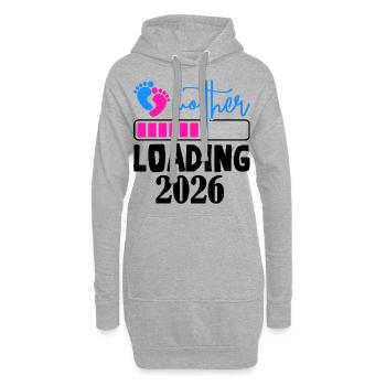 Mother Loading Annonce de grossesse 2026 - Sweat-shirt à capuche long Femme - gris chiné - Devant