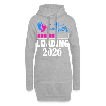Mother Loading 2026 Werdende Mama Vorfreude - Hoodie-Kleid - Grau meliert - Vorne