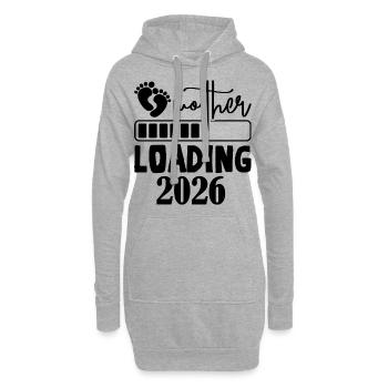 Mother Loading 2026 Babyankündigung - Hoodie-Kleid - Grau meliert - Vorne