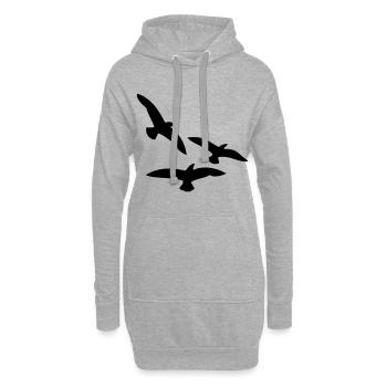 Vögel - Hoodie-Kleid - Grau meliert - Vorne