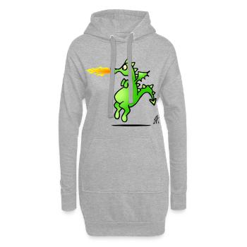 Drachen - Hoodie-Kleid - Grau meliert - Vorne