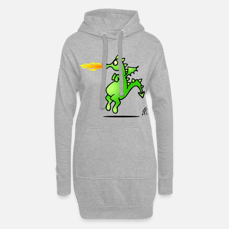 Drachen - Hoodie-Kleid - Grau meliert