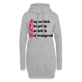 Jens , Vorname,Namensschild,Name,Fun Shirt (25) - Hoodie-Kleid - Grau meliert - Vorne