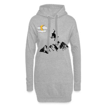 Montagne avec freestyle ski - Sweat-shirt à capuche long Femme - gris chiné - Devant