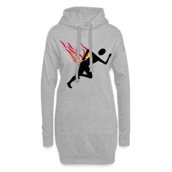 Jogger avec flammes - Sweat-shirt à capuche long Femme - gris chiné - Devant