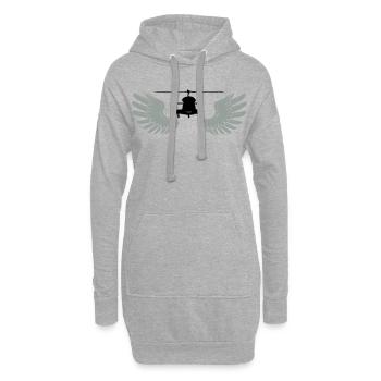 Helikopter mit Flügeln - Hoodie-Kleid - Grau meliert - Vorne