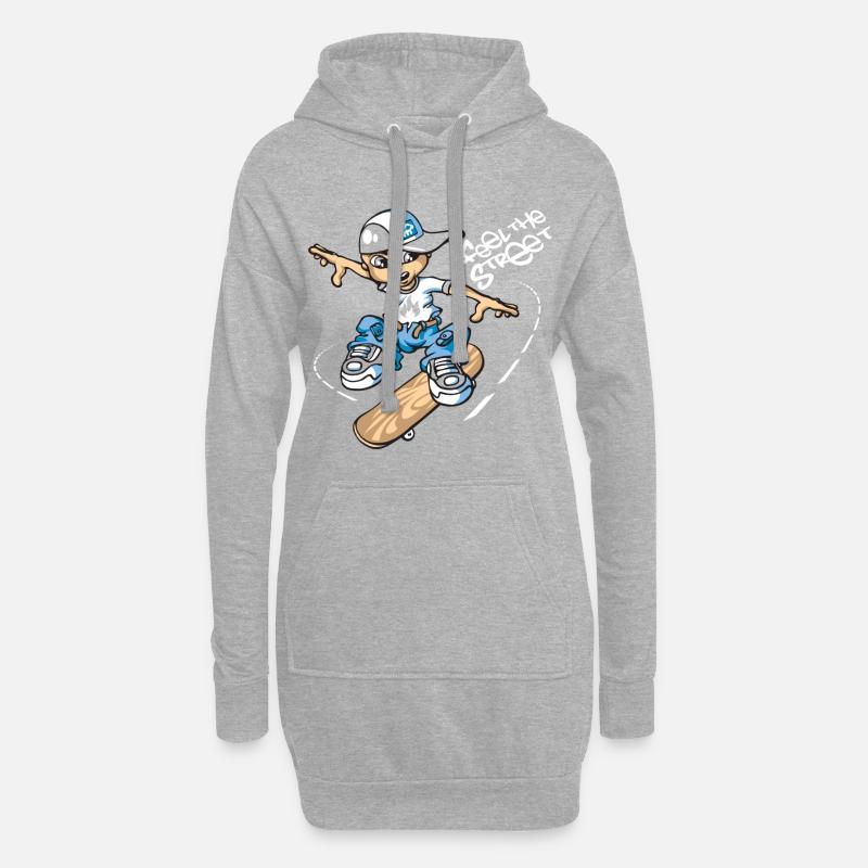 Garçon de patineur - Sweat-shirt à capuche long Femme - gris chiné