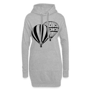 Heißluftballon Ballonfahrer Ballonfahrt Doppel(25) - Hoodie-Kleid - Grau meliert - Vorne