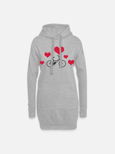 Damenrad mit Herzen - Hoodie-Kleid - Grau meliert