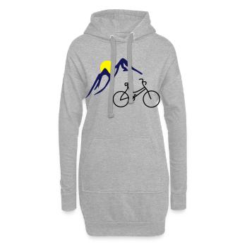 Fahrrad, Berge und Sonne - Hoodie-Kleid - Grau meliert - Vorne
