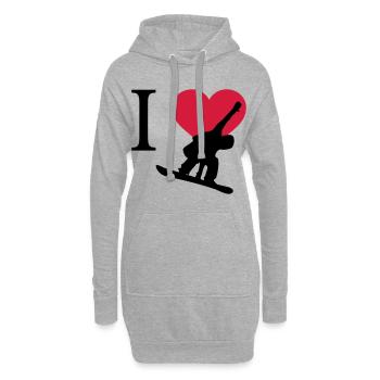 J'aime Snowboarding - Sweat-shirt à capuche long Femme - gris chiné - Devant