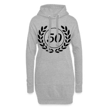 50.Geburtstag ,50 Jahre Jubiläum Lorbeerkranz (25) - Hoodie-Kleid - Grau meliert - Vorne