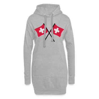 Schweizer Flaggen - Hoodie-Kleid - Grau meliert - Vorne