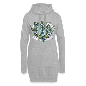 Blumen | Flower Power Design mit Flügel - Hoodie-Kleid - Grau meliert - Vorne