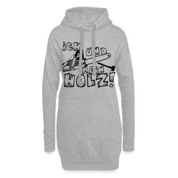 Motorsäge , Kaminholz , Brennholz Holz (25) - Hoodie-Kleid - Grau meliert - Vorne