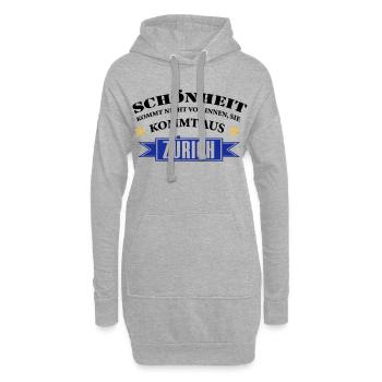 Beauté de Zurich - Sweat-shirt à capuche long Femme - gris chiné - Devant