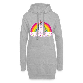 Arc-en-ciel licorne - Sweat-shirt à capuche long Femme - gris chiné - Devant