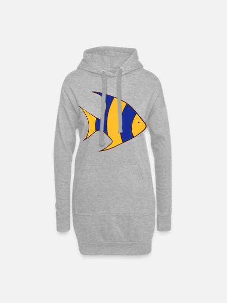 Fisch - Hoodie-Kleid - Grau meliert