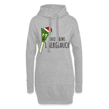 Halo I bims 1 Nikolauch - Sweat-shirt à capuche long Femme - gris chiné - Devant