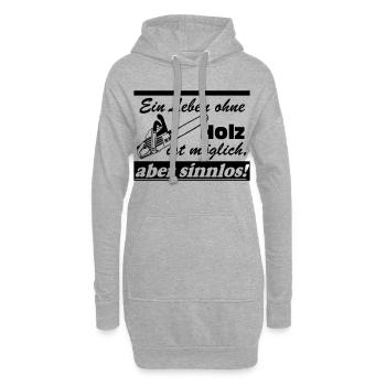 Motorsäge , Kaminholz , Old School , ein Leben(25) - Hoodie-Kleid - Grau meliert - Vorne