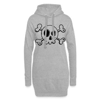 Comic Totenschädel - Schädel - Pirat - Skull - Hoodie-Kleid - Grau meliert - Vorne