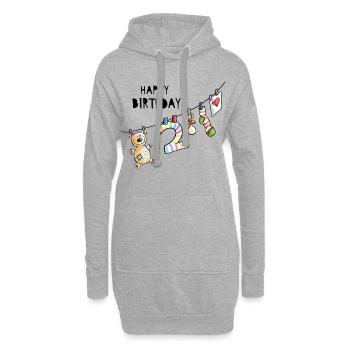 Happy Birthday - Zweiter Geburtstag - Zwei Jahre - Hoodie-Kleid - Grau meliert - Vorne