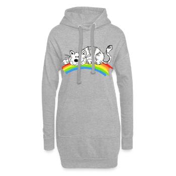 la chance pure - chat mignon sur l'arc en ciel - Sweat-shirt à capuche long Femme - gris chiné - Devant