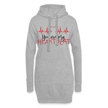 Tu es mon battement de cœur, battement de cœur - Sweat-shirt à capuche long Femme - gris chiné - Devant