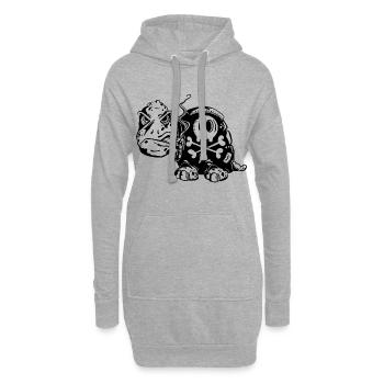 Skull Schildkröte - Raucher - Zigarette -Totenkopf - Hoodie-Kleid - Grau meliert - Vorne