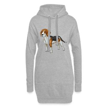 Beagle Hund - Hoodie-Kleid - Grau meliert - Vorne
