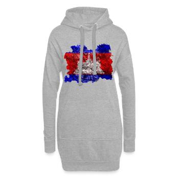 Kambodscha Vintage Flagge - Hoodie-Kleid - Grau meliert - Vorne