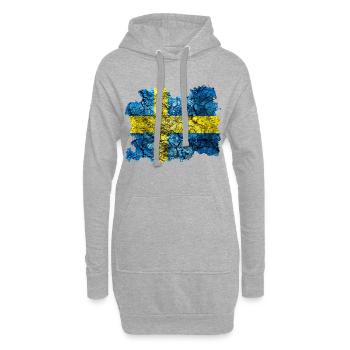 Suède Drapeau Vintage - Sweat-shirt à capuche long Femme - gris chiné - Devant