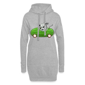 Souris Jouer concombre ne olle - Voiture - Voitures - Drôle - Sweat-shirt à capuche long Femme - gris chiné - Devant