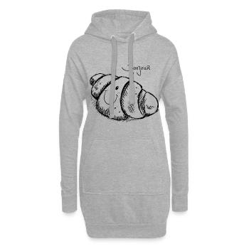 croissant Bonjour - Sweat-shirt à capuche long Femme - gris chiné - Devant