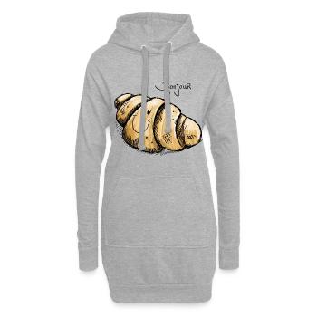 Bonjour délicieux croissant - Illustration - Sweat-shirt à capuche long Femme - gris chiné - Devant