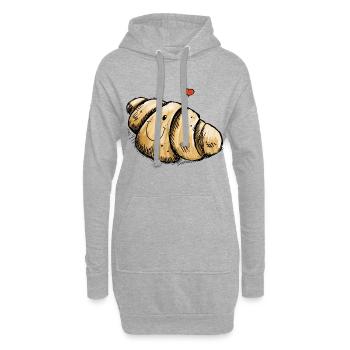 J'aime Croissants - Sweat-shirt à capuche long Femme - gris chiné - Devant