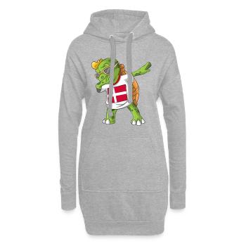 Danemark tortue tamponnant - Sweat-shirt à capuche long Femme - gris chiné - Devant