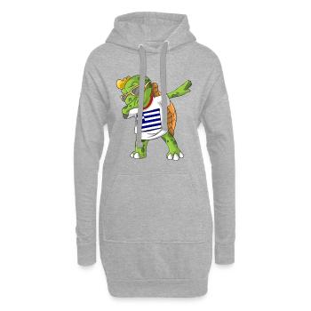 Grèce tortue tamponnant - Sweat-shirt à capuche long Femme - gris chiné - Devant