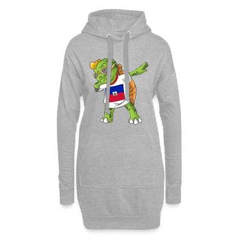 Haïti tortue tamponnant - Sweat-shirt à capuche long Femme - gris chiné - Devant