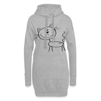 Lustige Strichmännchen Katze - Comic - Katzen - Hoodie-Kleid - Grau meliert - Vorne