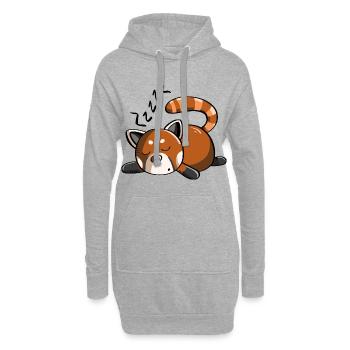 Ronflement panda rouge panda ours dort - Sweat-shirt à capuche long Femme - gris chiné - Devant