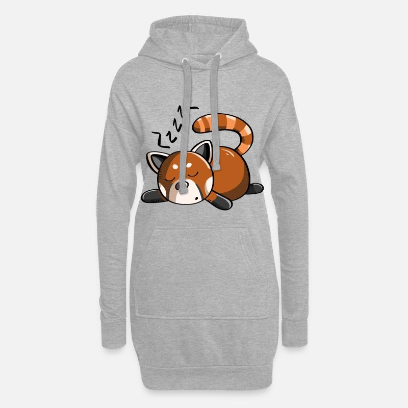 Schnarchender Roter Panda - Pandabär schläft - Hoodie-Kleid - Grau meliert
