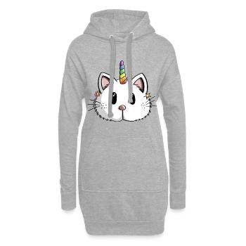 Drôle de chat licorne arc-en-ciel de Kawaii - Caticorn - Sweat-shirt à capuche long Femme - gris chiné - Devant