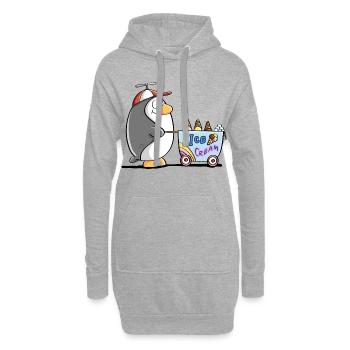 Pinguin Als Eisverkäufer - Eis - Sweat-shirt à capuche long Femme - gris chiné - Devant