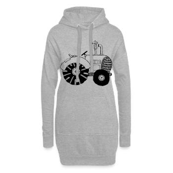 Tracteur chic - tracteur - tracteur - Bulldog - Sweat-shirt à capuche long Femme - gris chiné - Devant