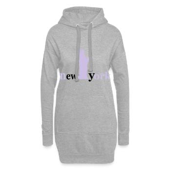 new_york - Sweat-shirt à capuche long Femme - gris chiné - Devant