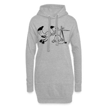 Stork with a Baby, One Color Design - Hoodie Dress - heather grey - Front